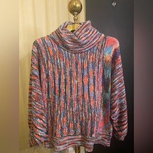 Vintage 70s Rainbow Balloon Sleeve Knit Sweater